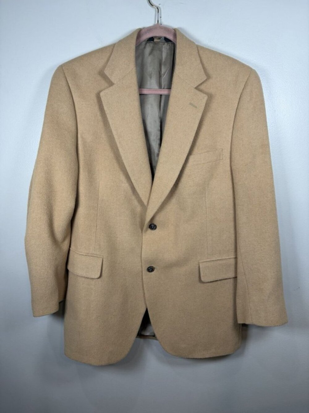 Jos. A. Bank 100% Camel Hair Sport Coat Blazer Men's 44R Camel 2 Button - Picture 2 of 11